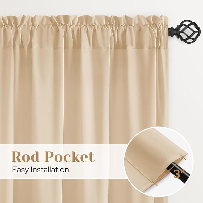 HOMEIDEAS Non-See-Through Beige Privacy Sheer Curtains, 52 X 45 Inches Long 2 - Image 5