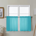 Gwine Turquoise Sheer Curtain Tiers 24 Inch Length, Light Filtering Voile Short by Gwine