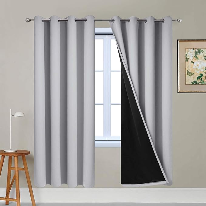 Yakamok Full Blackout Curtains 72 Inches Long, 2 Thick Layers Grommet Top by Yakamok