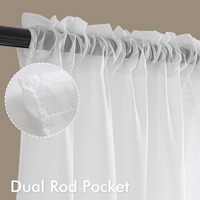 MIULEE White Sheer Curtains 84 Inches Long, 4 Panels Set, Light Filtering Rod - Image 3
