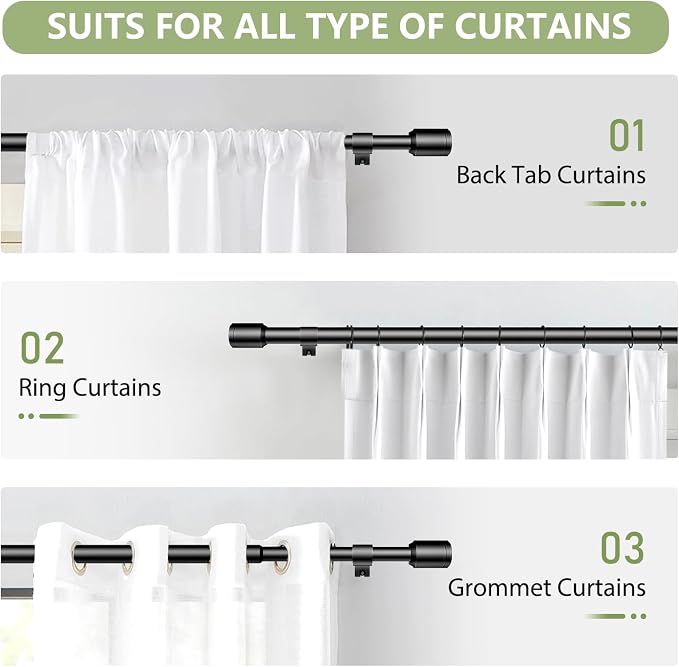 5/8” Diameter Curtain Rods 30-60 Inch, - Image 7