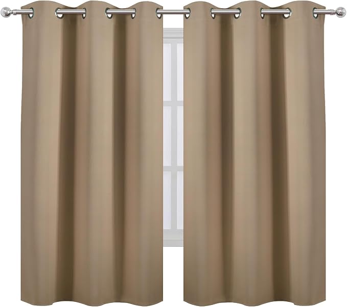 LEMOMO Blackout Curtains 42 x 63 inch/Natural Curtains Set of 2 Panels/Thermal - Image 2