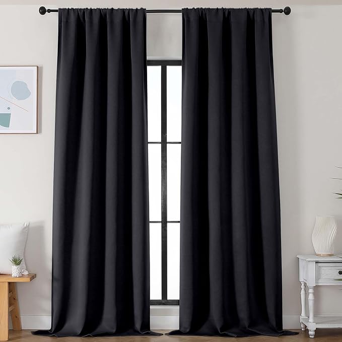 Simplebrand Black Blackout Curtains by Simplebrand