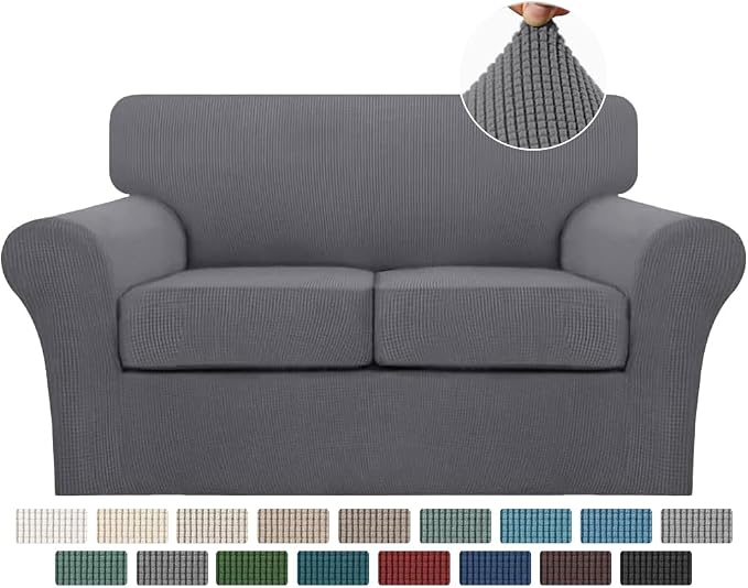 Turquoize 3 Piece Sofa Covers for 2 Cushion Couch Sofa Slipcover Soft Couch by Turquoize