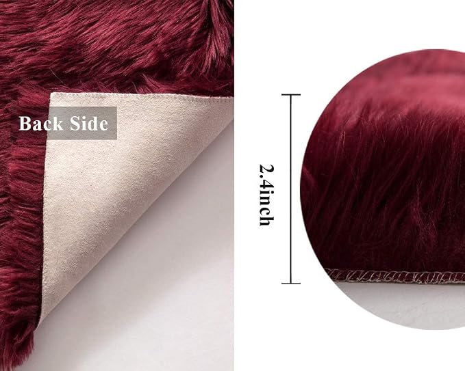 MIULEE Fluffy Rug Soft Shaggy Faux Fur Area Rug Luxury Plush Rectangle Carpet - Image 2