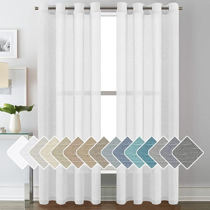 H.VERSAILTEX White Linen Sheer Curtains by HVERSAILTEX