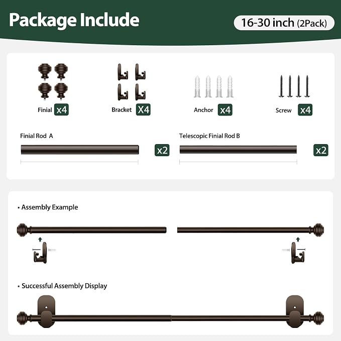 KAMANINA 2 Pack Curtain Rods No Drilling - Image 7