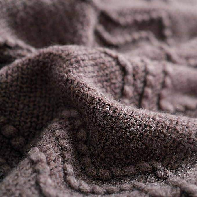 BOURINA Brown Throw Blanket 60x80 Inches Throw Textured Solid Soft Sofa Throw - Image 5