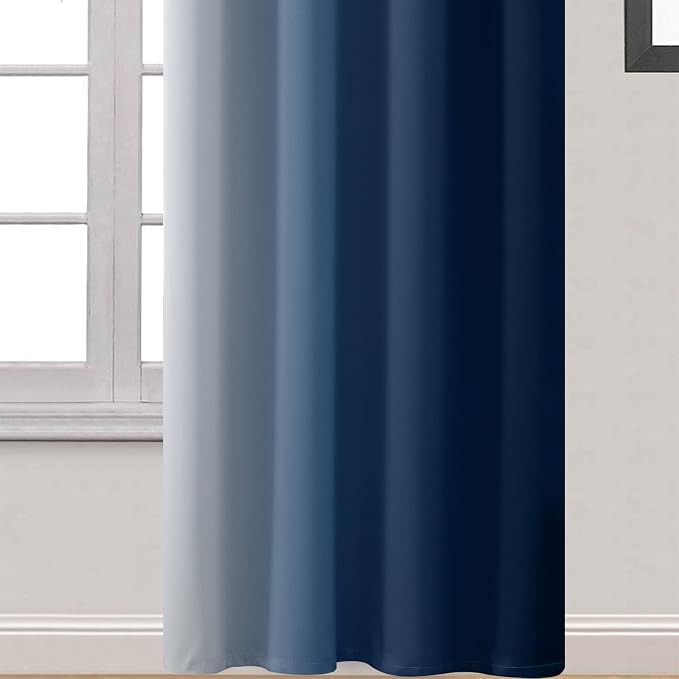 Yakamok Blue Ombre Curtains Room Darkening Grommet Curtains - Image 4