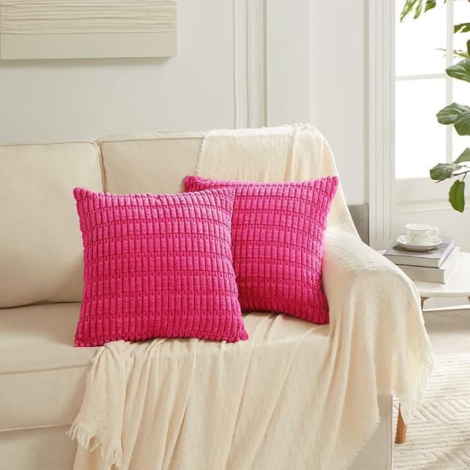 Fancy Homi 4 Packs Boho Hot Pink Decorative Throw Pillow Covers 20x20 Inch - Image 6