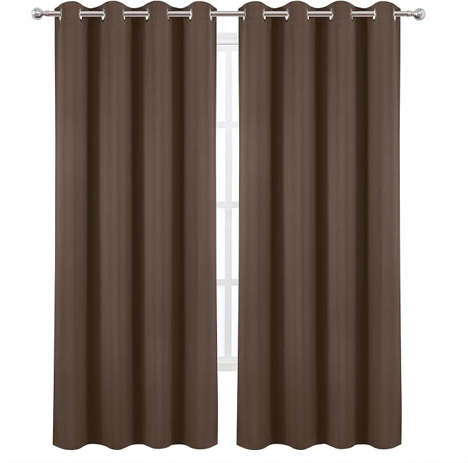 LEMOMO Blackout Curtains 52 x 90 Inch Long Chocolate Curtains Set of 2 Panels - Image 2