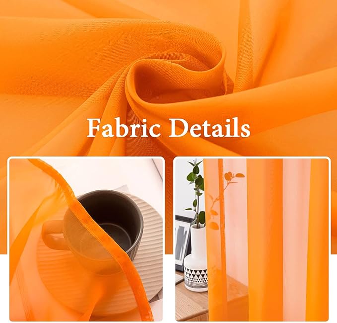 MIULEE 2 Panels Solid Fall Color Sheer Window Curtains Elegant Window Voile - Image 3