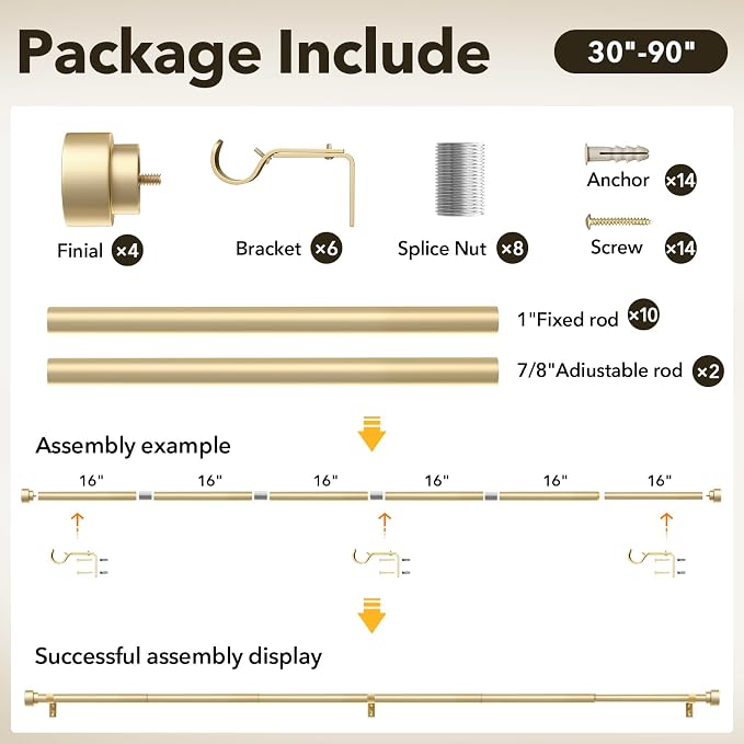 IFELS 2 Pack Heavy Duty Curtain Rods - Image 6
