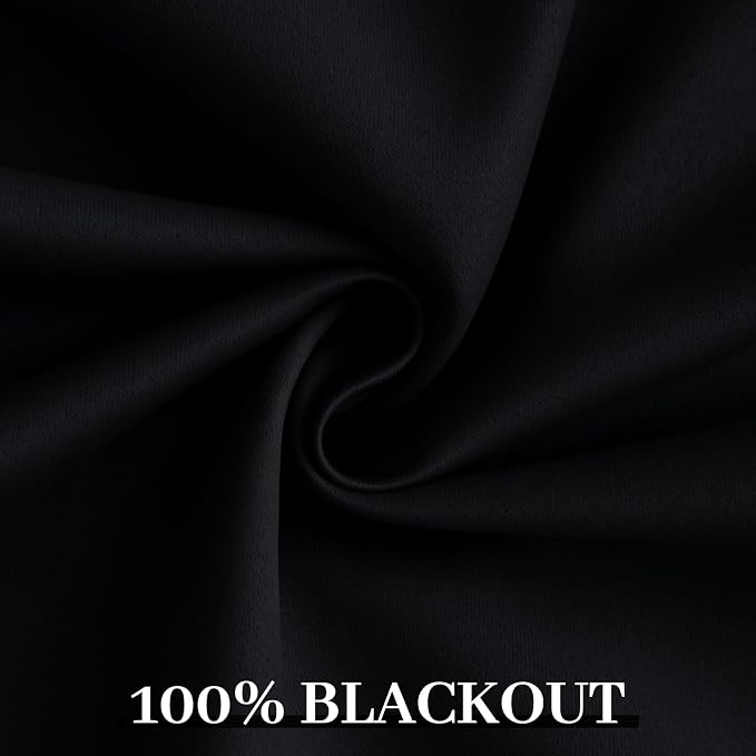 Yakamok Black Room Darkening 100% Blackout Curtains Grommet Extra Wide Window - Image 7