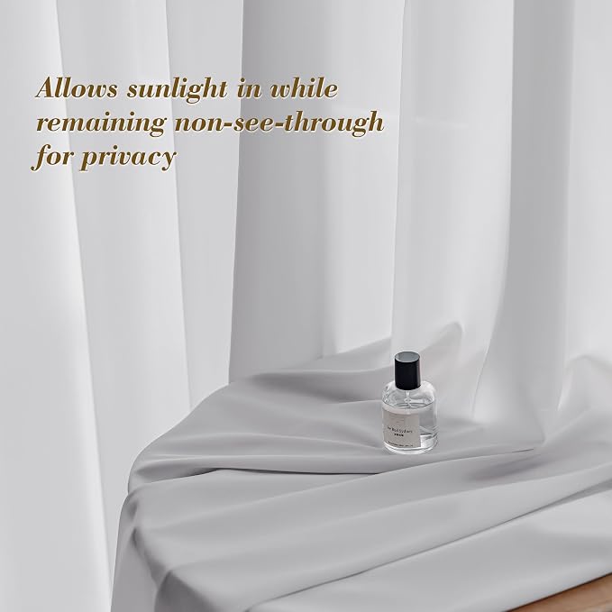 FMFUNCTEX Sheer Non-See-Through Grey Curtains - Image 4