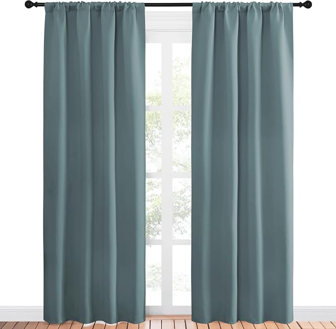 NICETOWN Greyish Blue Blackout Curtains Panels - Image 2