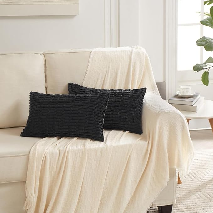 Fancy Homi 4 Packs Boho Black Decorative Throw Pillow Covers 12x20 Inch - Image 6