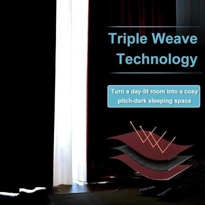 RYB HOME Blackout Curtains for Bedroom Living Room 63 inches Long, Thermal - Image 5