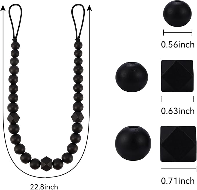 Wood Bead Curtain Tiebacks, KLOGTSIND Set of 4 Curtain Holdbacks - Image 4