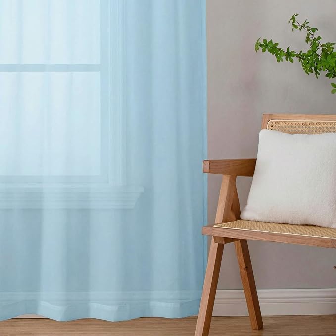 Sheer Curtains 63 Inch Length 2 Panels Set - Image 9