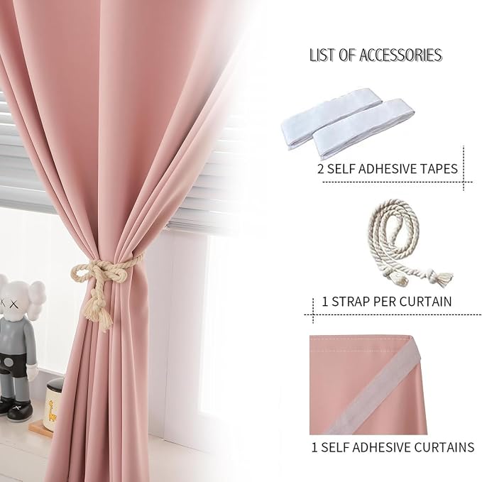 Self Adhesive Curtains, Stick Curtain Blackout Shades Window Cover Curtains - Image 2