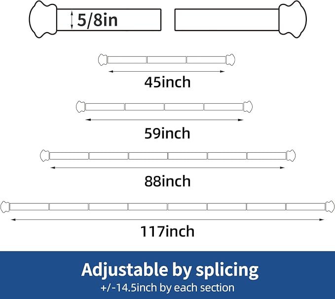 Small Curtain Rods for Windows 30" to 60" 5/8 Inch Standard Decorative White - Image 4