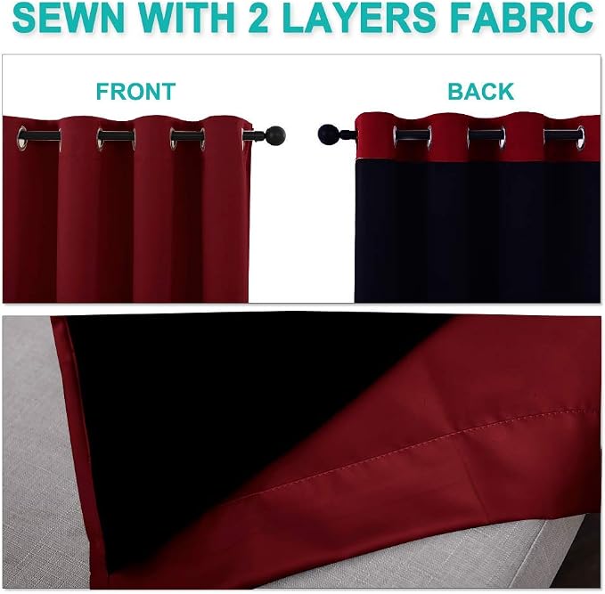 NICETOWN Kitchen Full Blackout Curtain Panels, Super Thick and Soft Insulated - Image 5