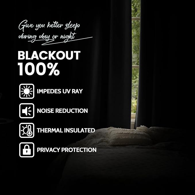 Yakamok Room Darkening 100% Blackout Curtains Grommet Window Treatments - Image 2