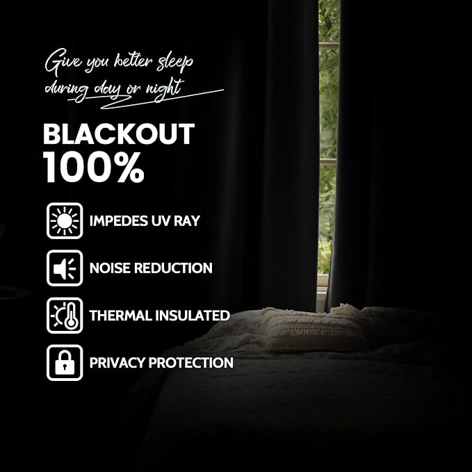 Yakamok Dove Grey 100% Blackout Curtains Grommet Window Treatments - Image 2