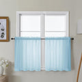 Gwine Sky Blue Sheer Curtain Tiers 24 Inch Length, Light Filtering Voile Short by Gwine