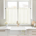 HOMEIDEAS Non-See-Through Ivory Privacy Sheer Kitchen Curtains, 30 X 36 Inches by HOMEIDEAS