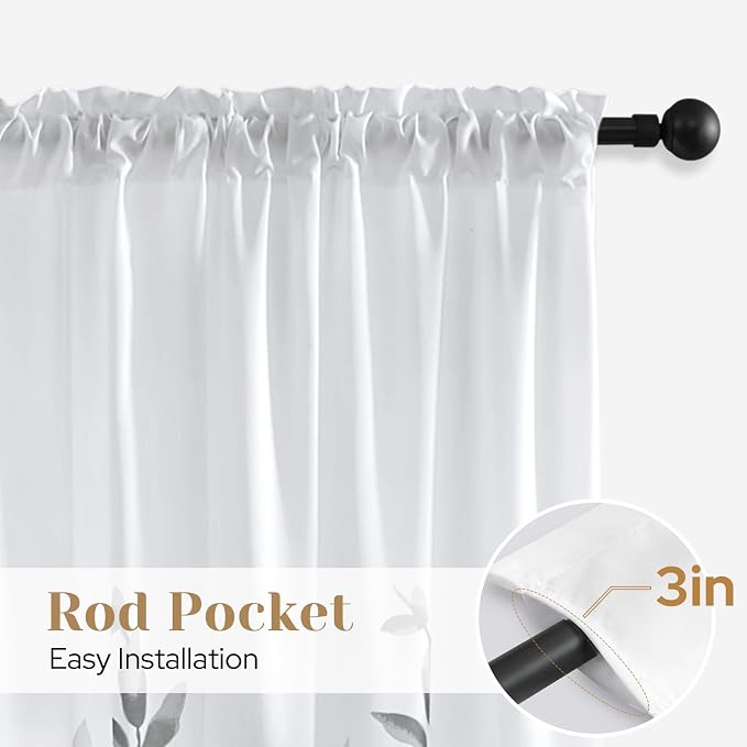 HOMEIDEAS Grey and White Semi Sheer Curtains, 84 Inches Long Light Filtering - Image 7