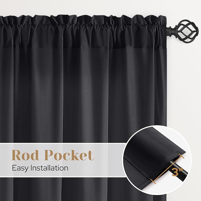 HOMEIDEAS Halloween Non-See-Through Black Privacy Sheer Kitchen Curtains - Image 6
