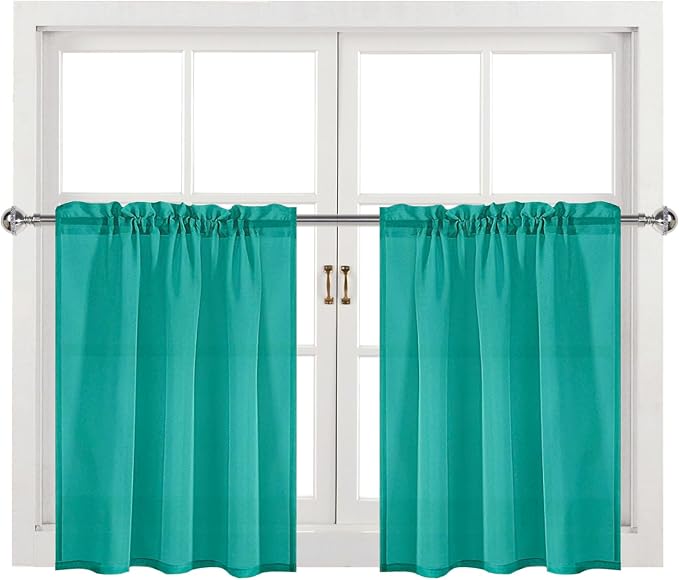DWCN Teal Sheer Curtains for Kitchen Windows - Image 9