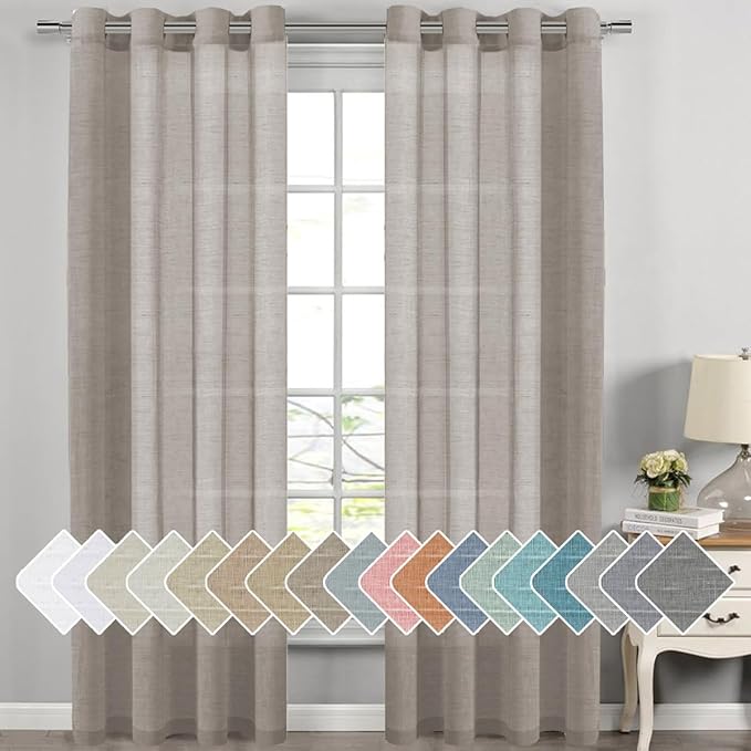 H.VERSAILTEX Linen Curtains Flax Linen Blended Curtain Panels by HVERSAILTEX