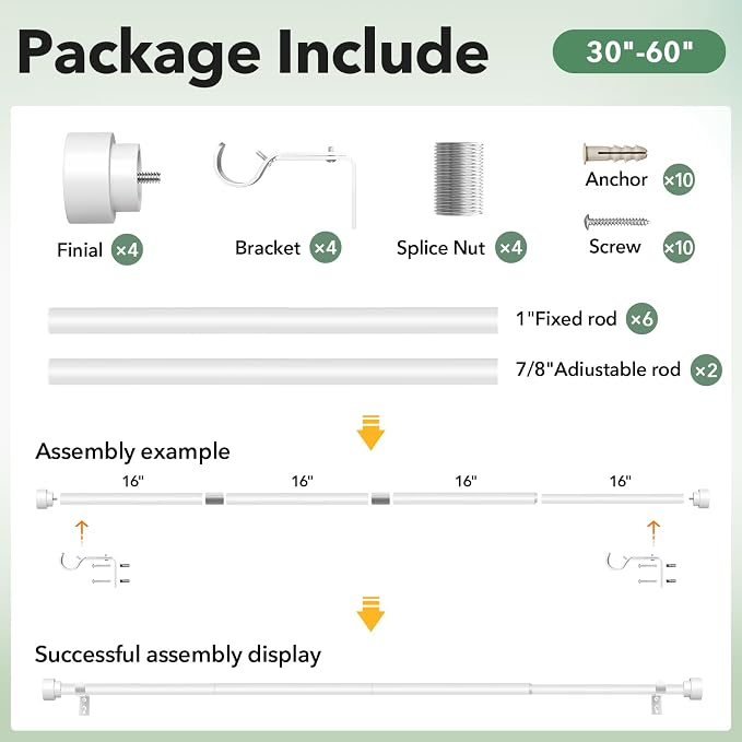 IFELS 2 Pack Heavy Duty Curtain Rods - Image 6