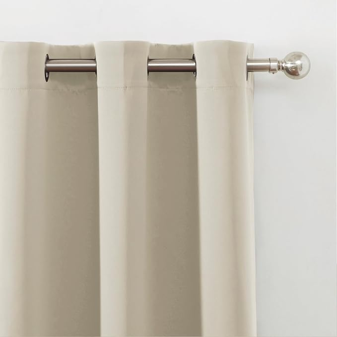 LEMOMO Blackout Curtains 52 x 90 Inch Long Light Beige Curtains Set of 2 Panels - Image 6