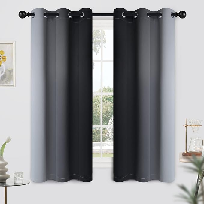 Yakamok Light Blocking Ombre Curtains, Room Darkening Grommet Window Drapes - Image 2