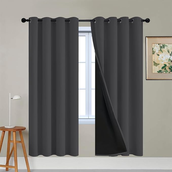 Yakamok 100% Blackout Curtains, 2 Thick Layers Thermal Insulated Total Blackout by Yakamok