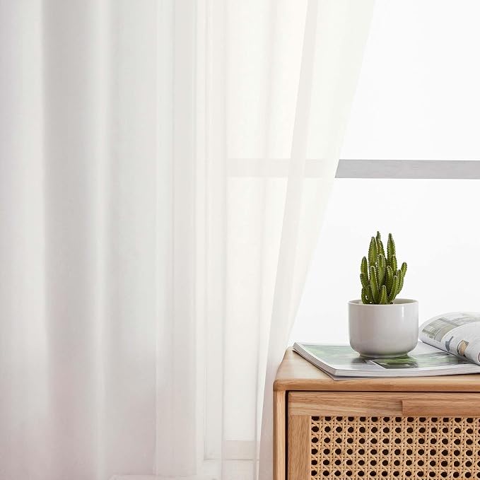 Extra Long Sheer Ivory Curtains - Image 3