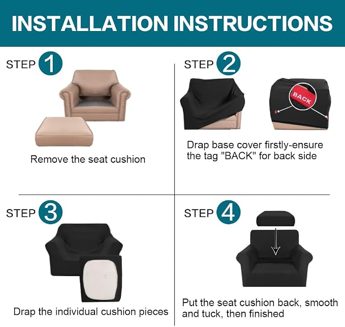 Turquoize 2 Piece Chair Covers Chair Slipcovers - Image 6