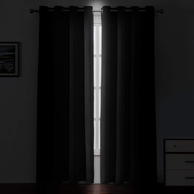 LEMOMO Black Thermal Blackout Curtains/52 x 95 Inch/Set of 2 Panels Room - Image 3