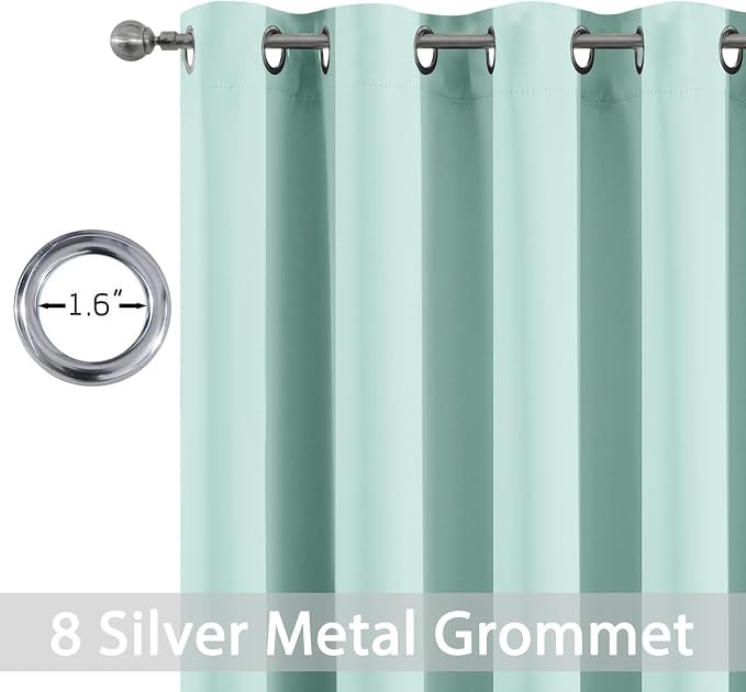 Yakamok Wide Thermal Blackout Patio Door Curtain Panel, Aqua Grommet Sliding - Image 2