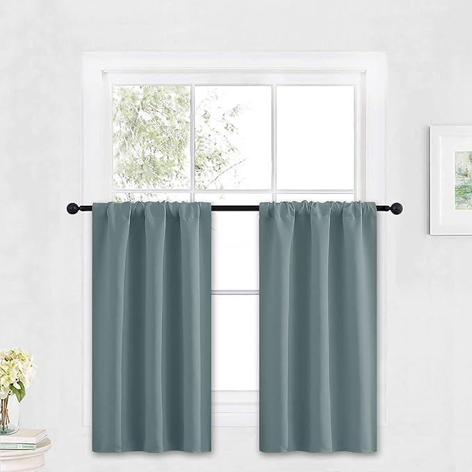 RYB HOME Blackout Cafe Curtains 30 inch Length, Short Light UV Heat Blocking by RYBHOME