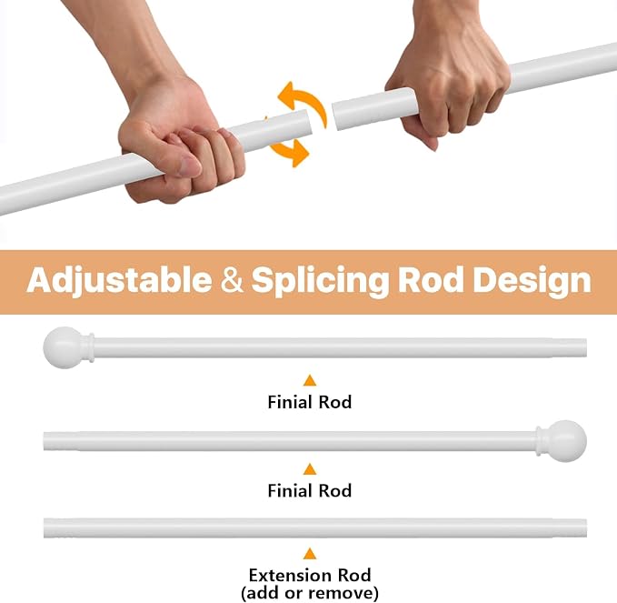 White Curtain Rods for Windows 48 to 88, Heavy Duty 5/8 Diameter Drape Rod Set - Image 3