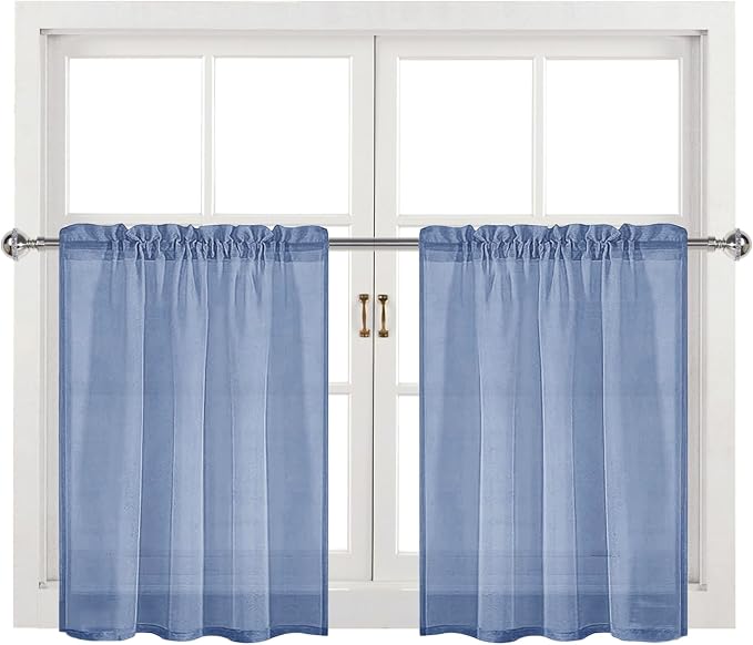 DWCN Sheer Curtains Semi Transparent Voile Rod Pocket Curtains - Image 9