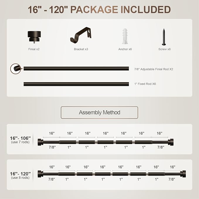 Lootkell Modern Brown Curtain Rods - Image 9