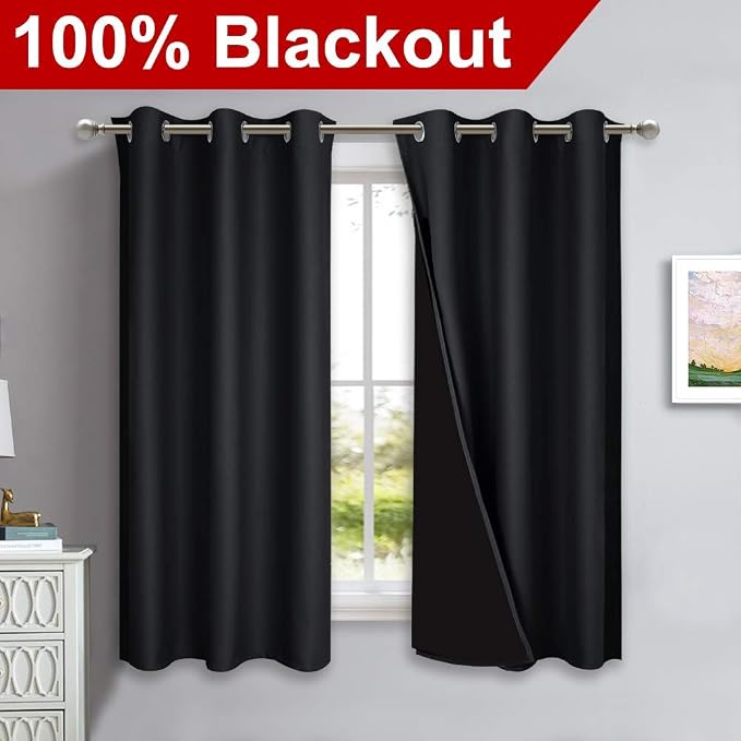 NICETOWN Complete 100% Blackout Curtain Set, Thermal Insulated & Energy - Image 2
