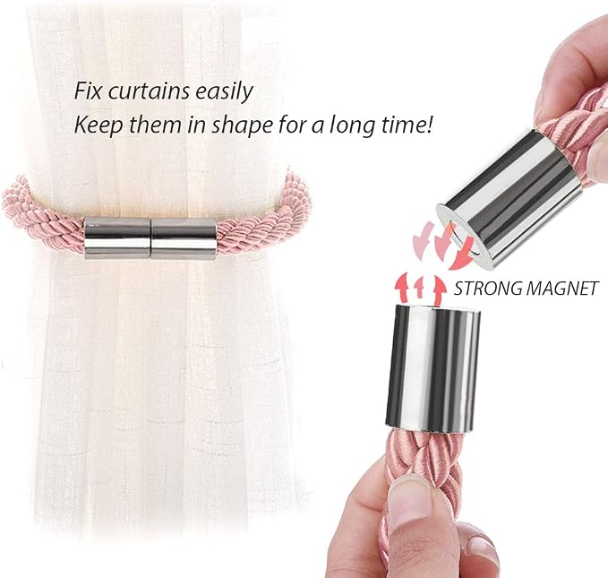 NICEEC 2 Pack Strong Magnetic Curtain Tiebacks Modern Simple Style Drape Tie - Image 4