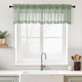 Sage Green Valances for Windows 14 inch Length 2 Panels, Small Voile Sheer by Home